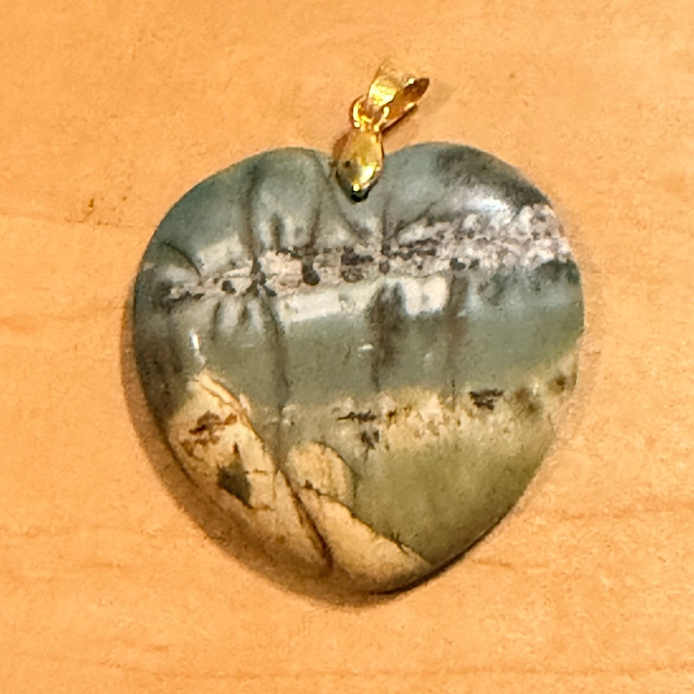 Heart-Shaped Jasper Pendant Necklace